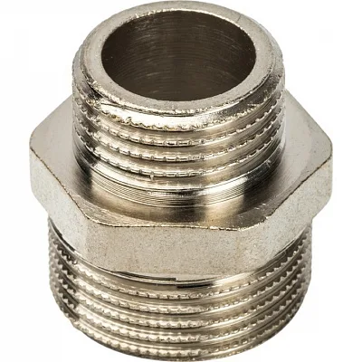 Ниппель Stout переходной, никелированная латунь, наружная резьба 1X3/4